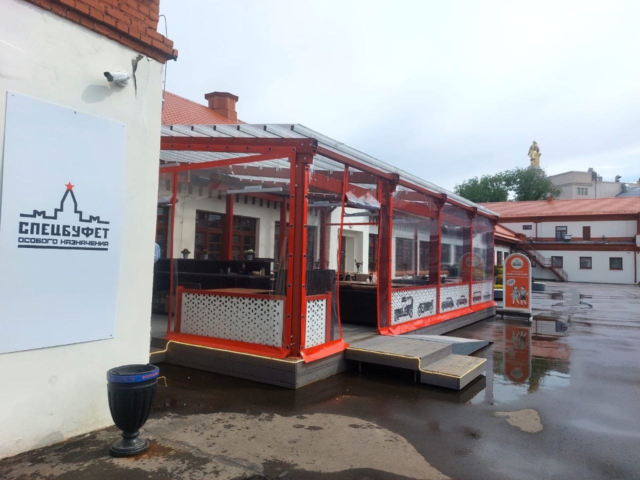 ПВХ шторы для летней террасы кафе в Глазуновке